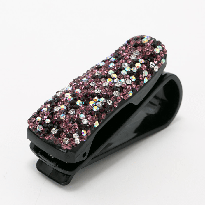 Car Visor Bling Crystal Diamond Glasses Frame Clip-xinru