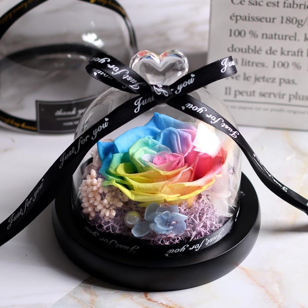 Mother's Day Gift Immortal Enchanted Rose Glass Heart Dome-xinru