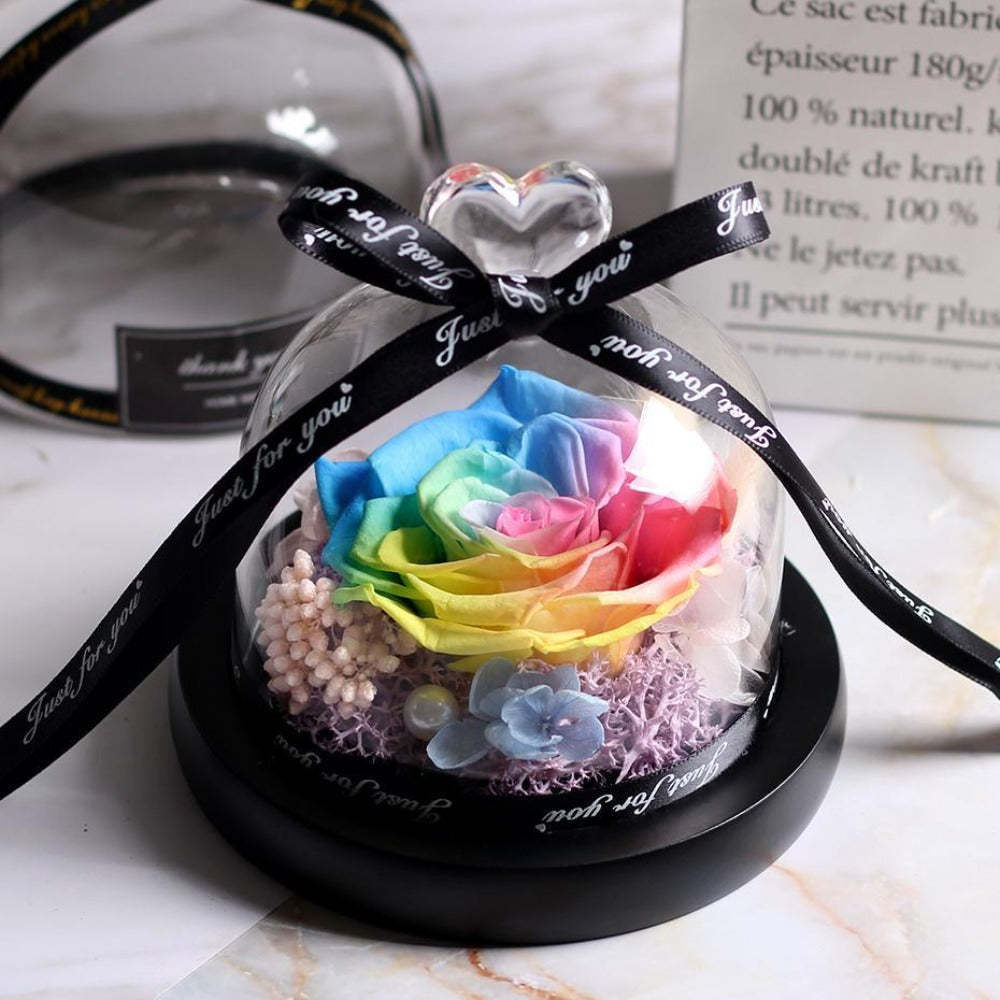 Mother's Day Gift Immortal Enchanted Rose Glass Heart Dome-xinru