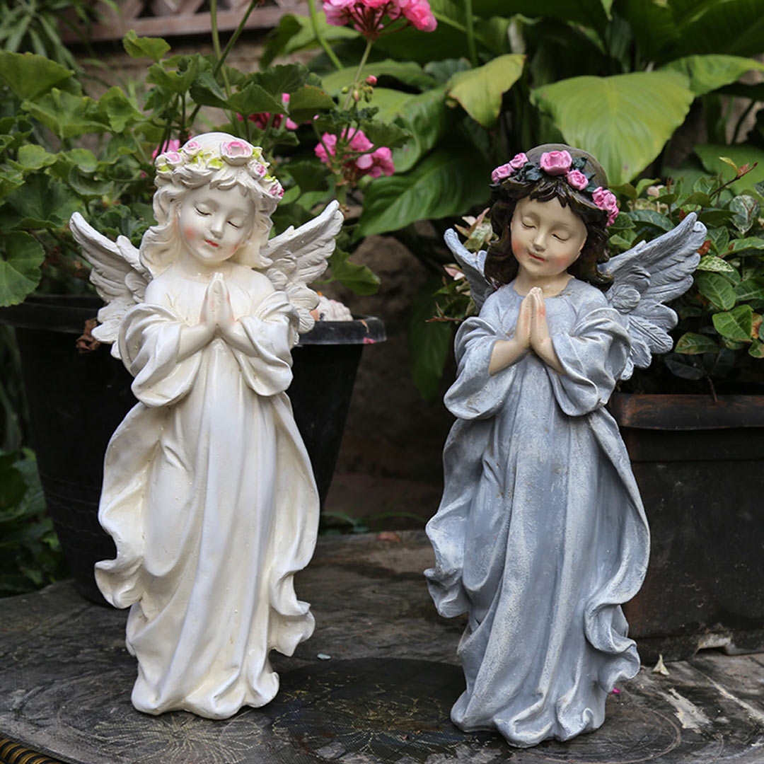 Angel Sculptures Eye-catching Anti-deform Resin Fairy Tale Praying Statue Ornament-xinru