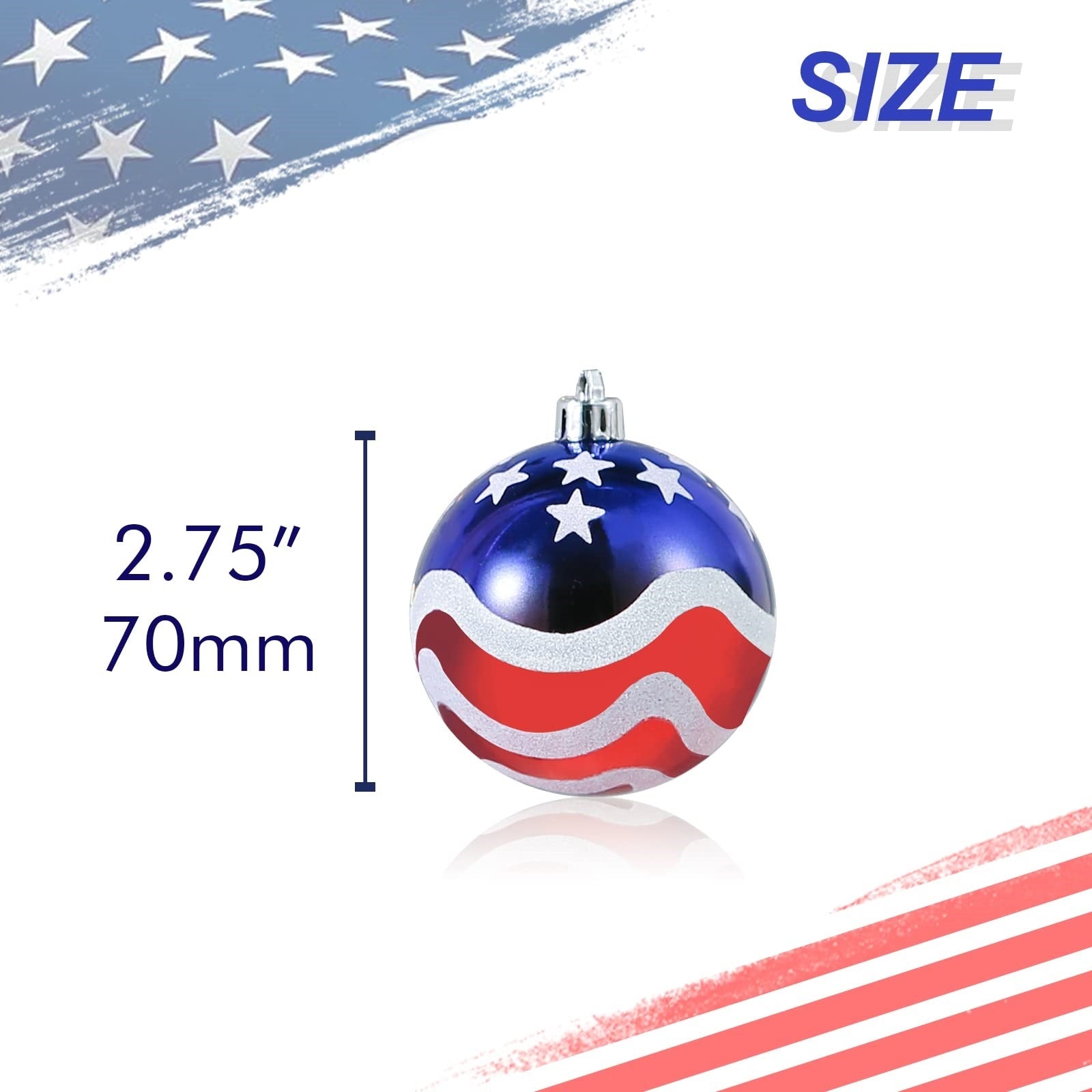 AMS 4th of July Independence Day Large Balls Ornaments Patriotic Bauble American Flag for Memorial Day Decorations (2.75'')-xinru shop
