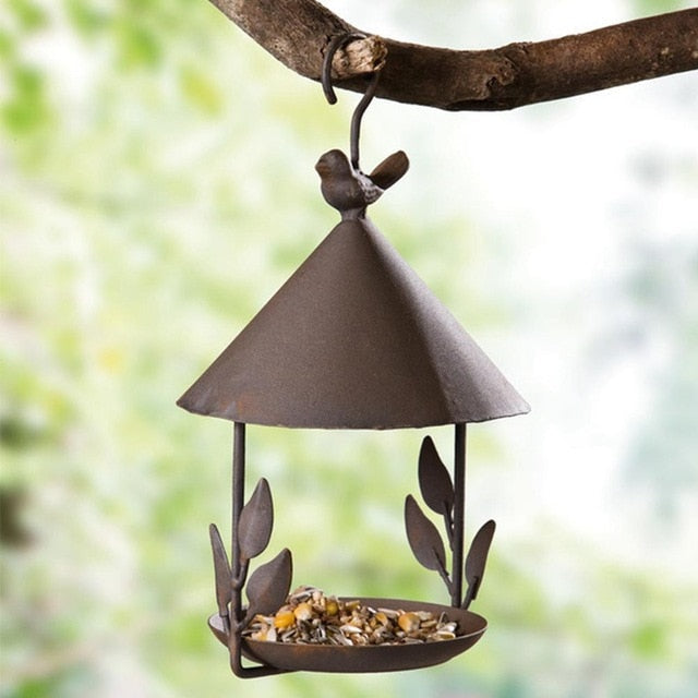 Bird Feeder Bird Outdoor Iron Rainproof Windproof Hanging Style Feeder-xinru