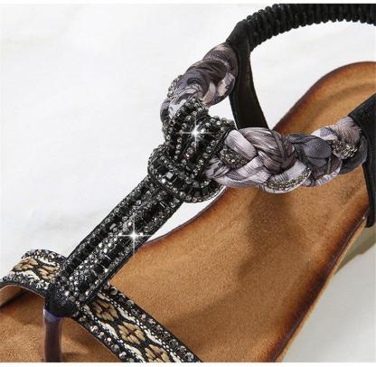 Women Bohemia Clip Toe Beach Wedges Sandals-xinru