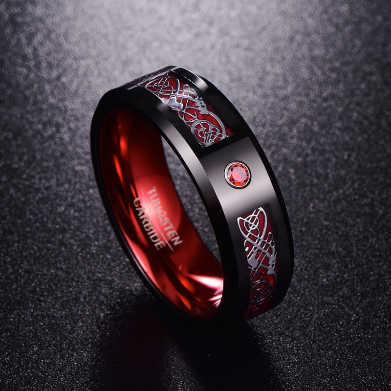 Men's Zirconia Tungsten Carbide Black Dragon Ring-xinru