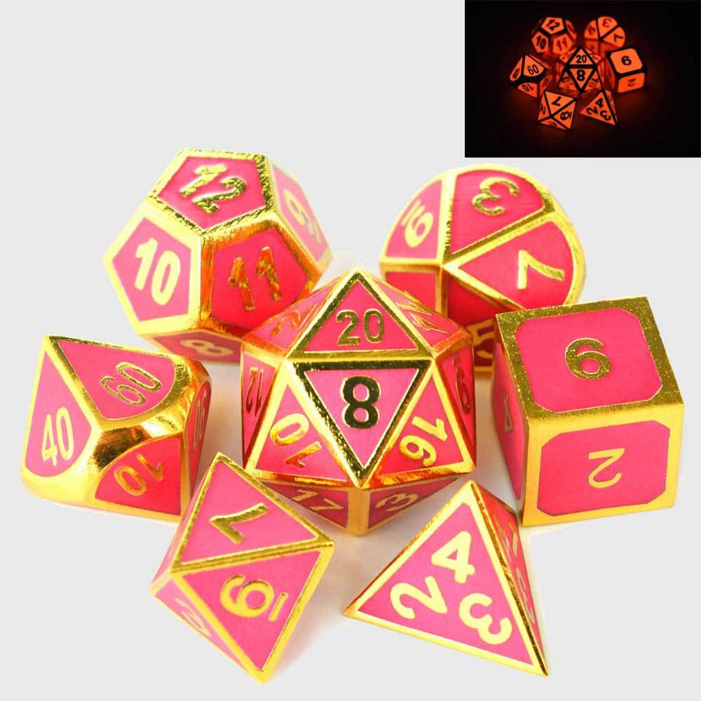 Glow In The Dark Metal Polyhedral Dice Set-xinru