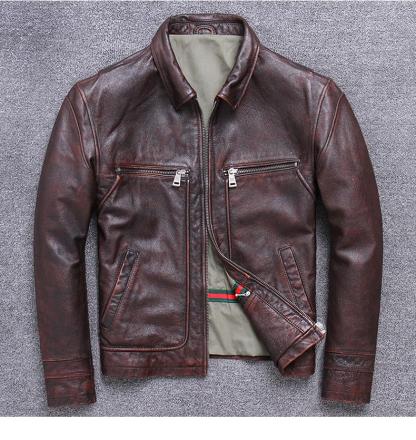 Cowhide Riding Biker Jacket Lapel Casual-xinru shop