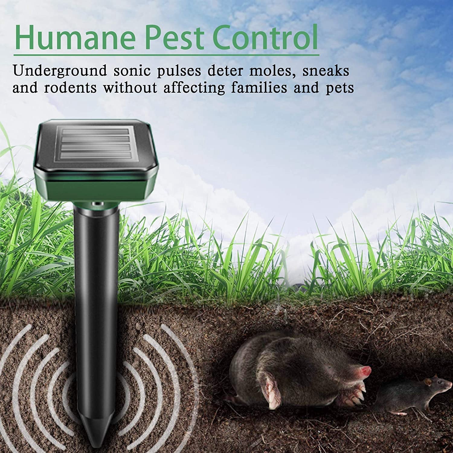 Mole Repellent Solar Ultrasonic Pest Expeller Circular Mouse Repellent Kit-xinru