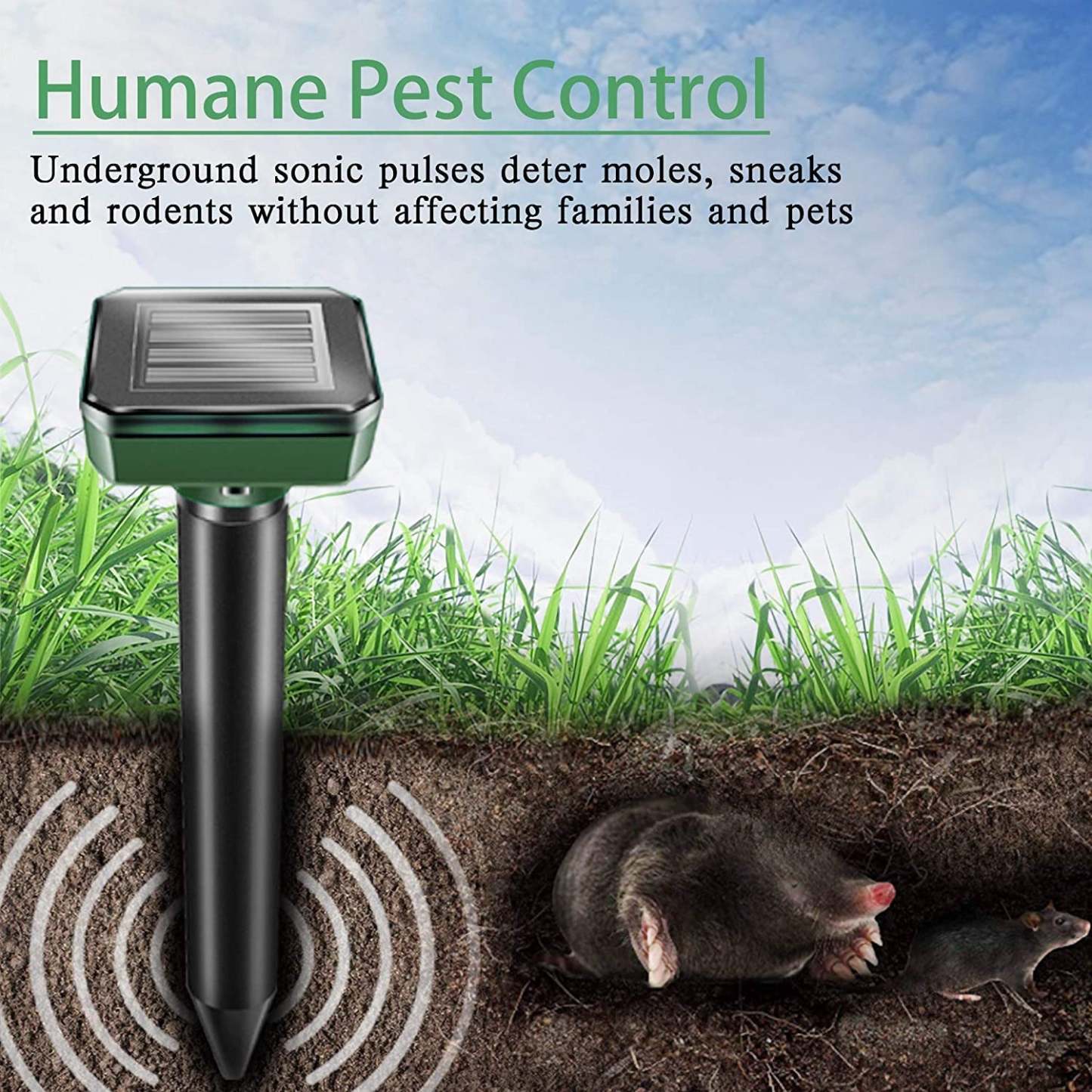 Mole Repellent Solar Ultrasonic Pest Expeller Circular Mouse Repellent Kit-xinru