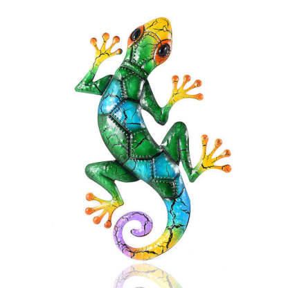 Metal Hollowed Gecko Home Wall Decor Lizard Sculpture Crafts Art Ornaments-xinru