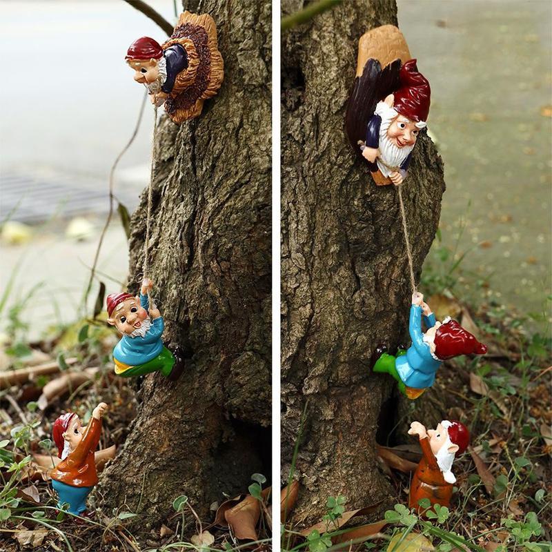 Garden Ornaments-gnomes Climbing On The Tree-xinru