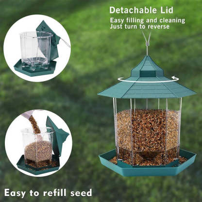 Hanging Hexagon House Shaped Bird Feeder-xinru shop