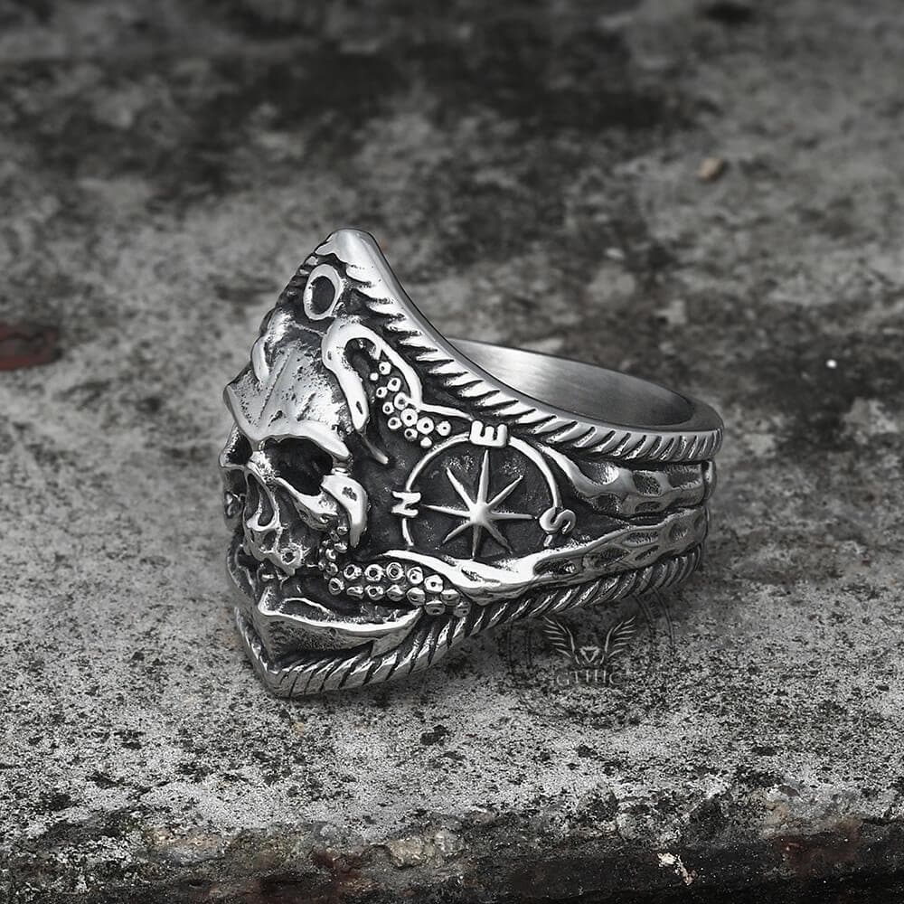 Kraken Octopus Stainless Steel Skull Ring-xinru shop