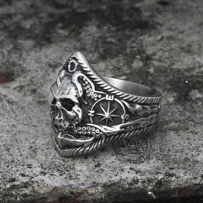 Kraken Octopus Stainless Steel Skull Ring-xinru shop