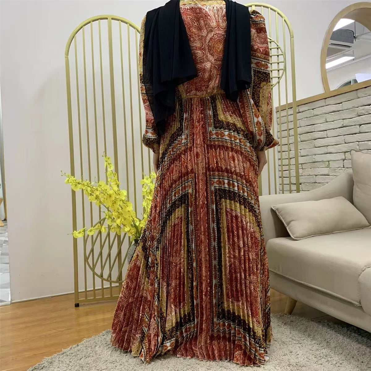 Muslim Islamic Women Floral Long Dress Ramadan Gift-xinru