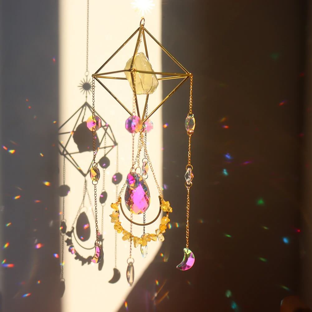Sun Catcher Handmade Crystal Wind Chimes Garden Curtain Decoration-xinru