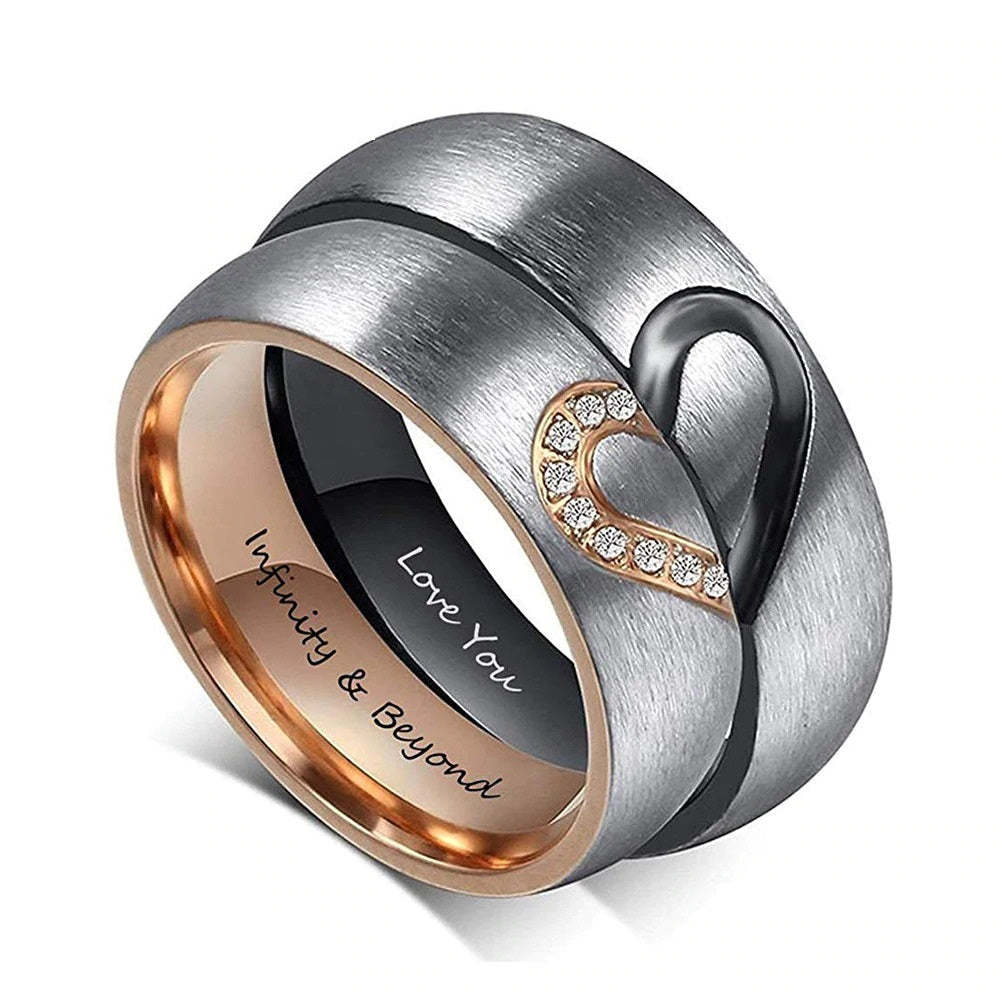 Custom Love Heart Couples Ring Set-xinru