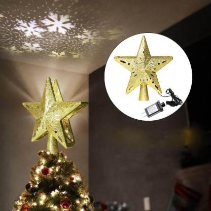 3D Hollow Gold Silver Star Christmas Tree Topper-xinru shop