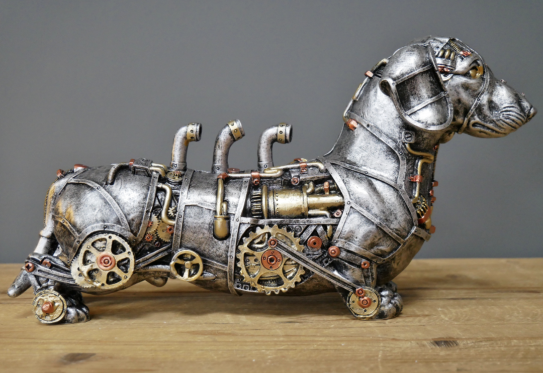 Resin Steampunk Animals Sculpture Industrial Sausage Dog Statue-xinru
