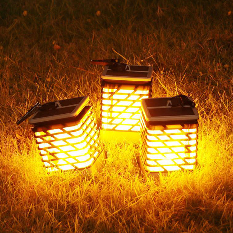 Solar Flame Torch Light Square LED Garden Lawn Decorative Hanging Light-xinru