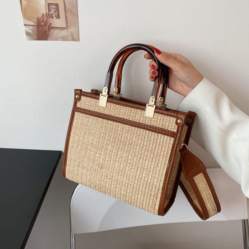 ウーブンバッグ大容量トートバッグ-xinru shop