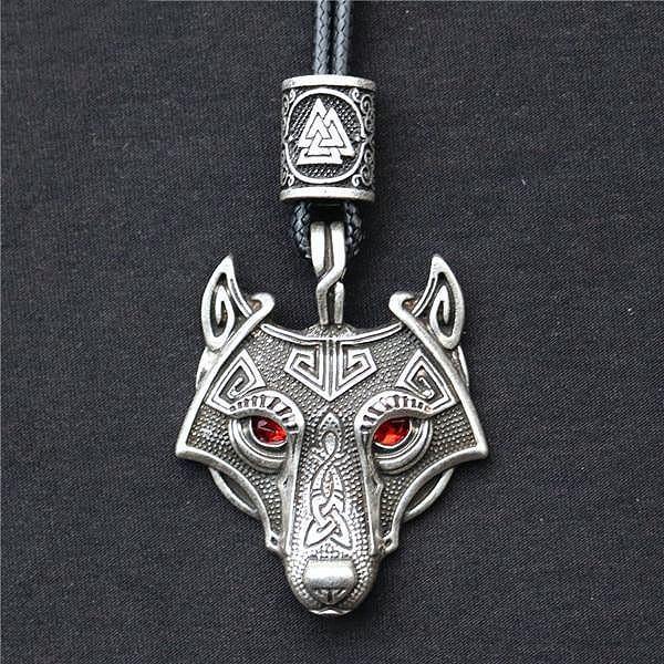 Men's Stainless Steel Norse Viking Wolf Pendant Necklace-xinru