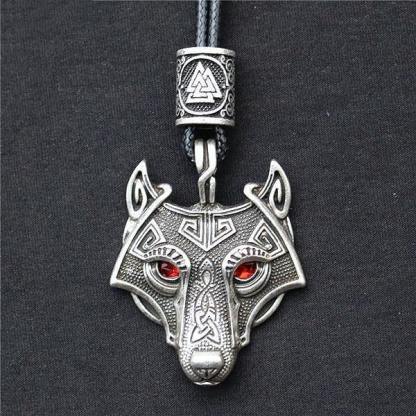 Men's Stainless Steel Norse Viking Wolf Pendant Necklace-xinru