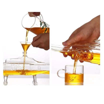 Whisky Decanter Glass Drinkware Novelty Set Helicopter Shaped For Bar-xinru