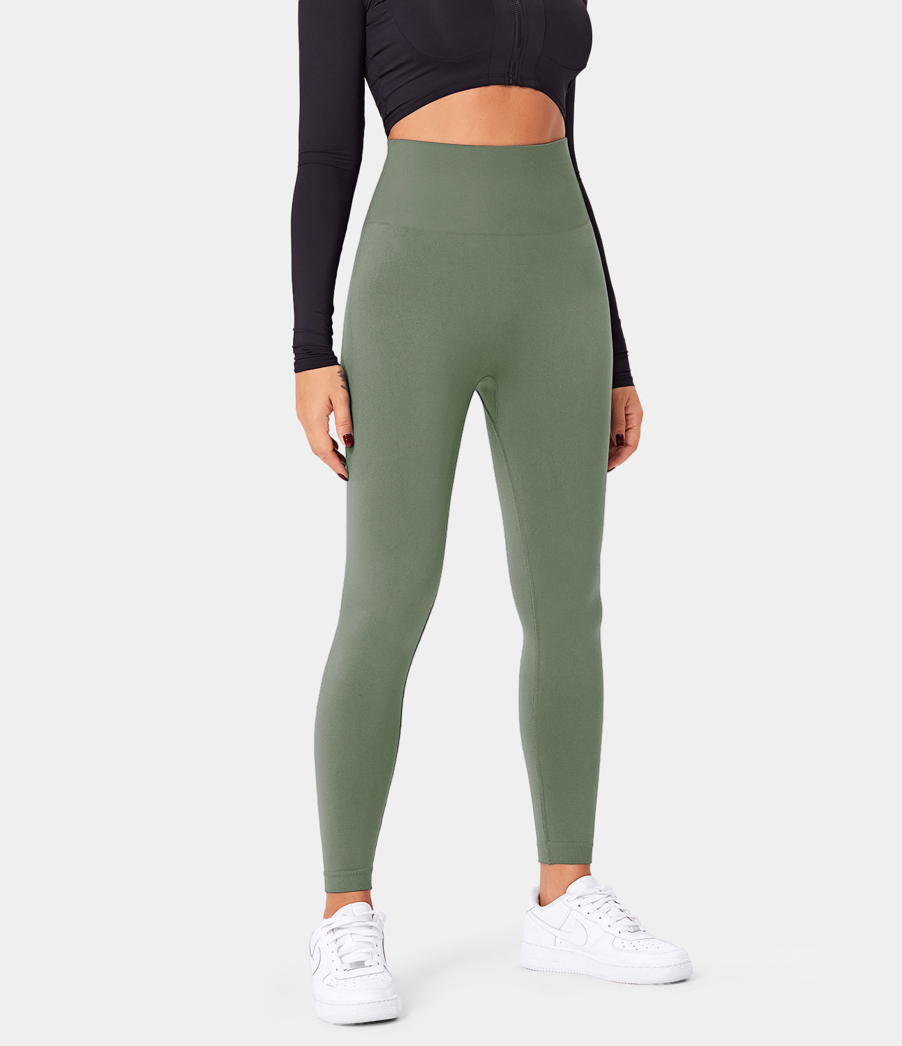 Seamless Flow High Waisted Butt Lifting Plain Full Length Leggings-xinru shop