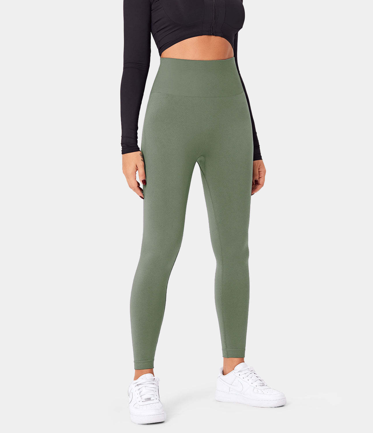 Seamless Flow High Waisted Butt Lifting Plain Full Length Leggings-xinru shop