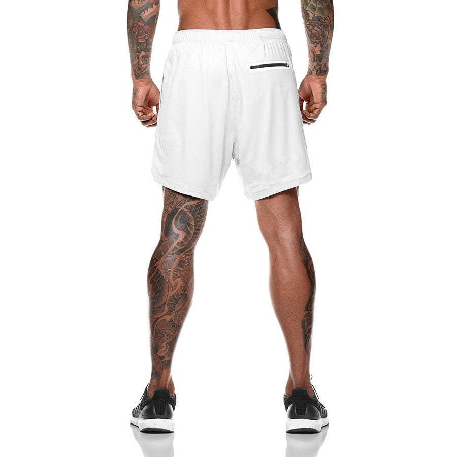 Men Drawstring Waist Sports Shorts With Phone Pocket-xinru