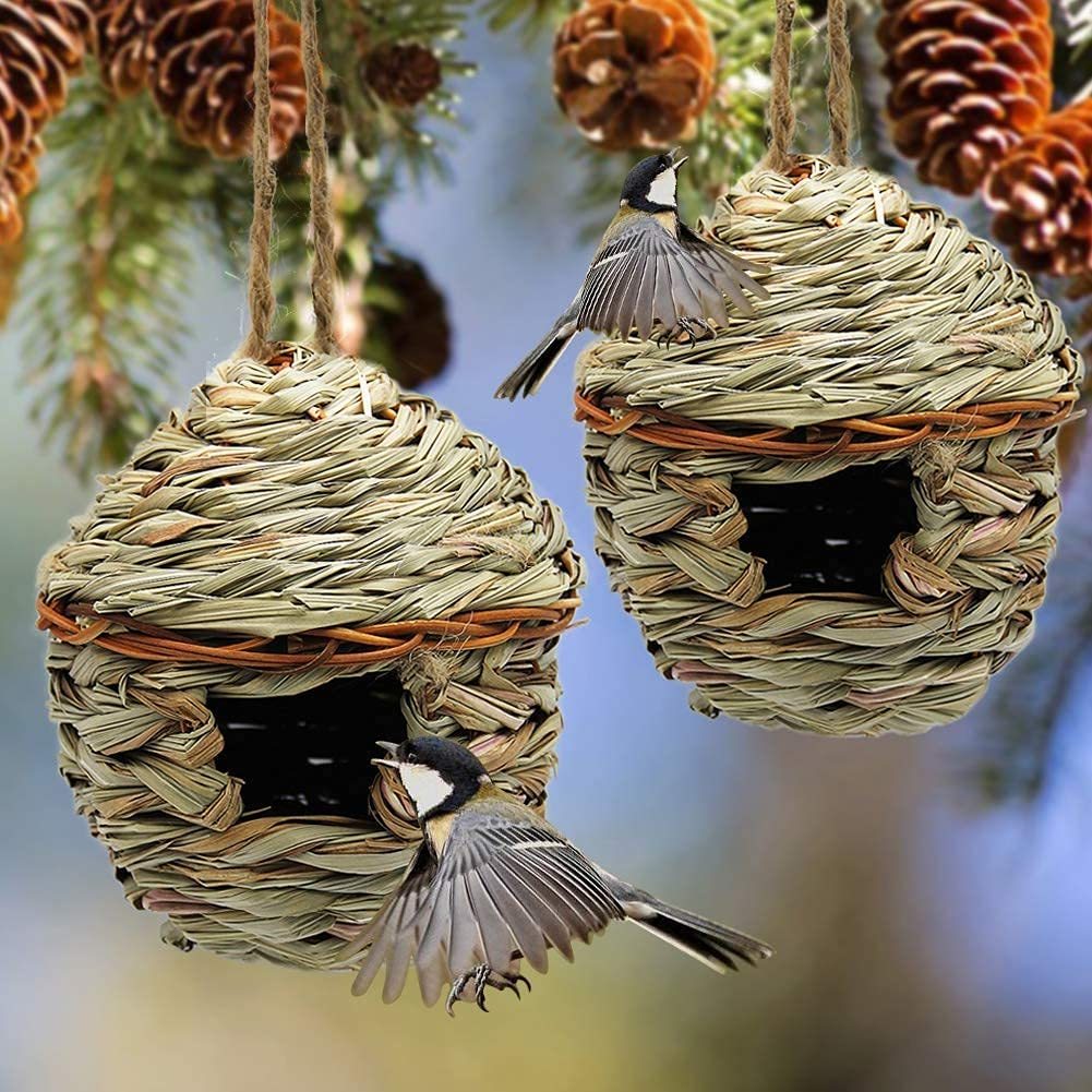 Grass Hand Woven Bird House For Outdoor Hanging-xinru