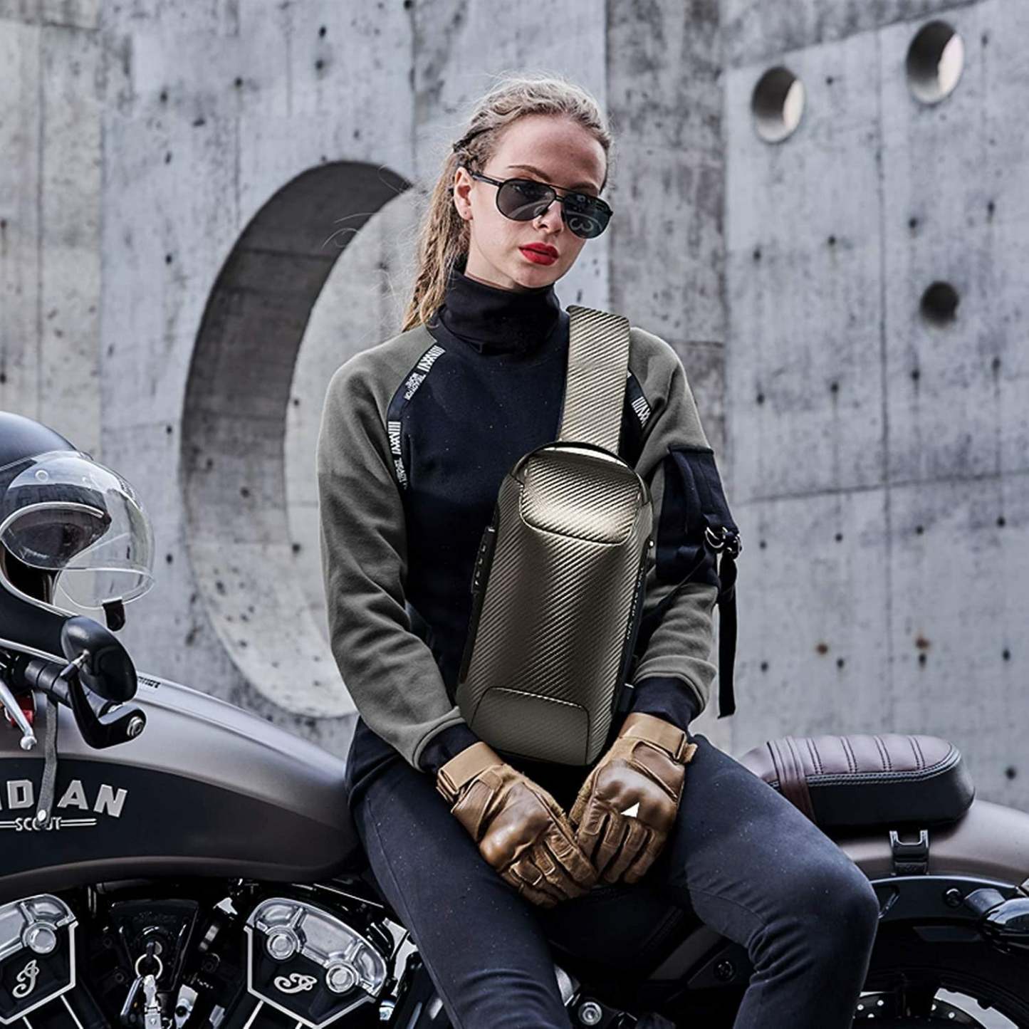 New Carbon Fiber Streamline Anti-Theft Sling Bag-xinru