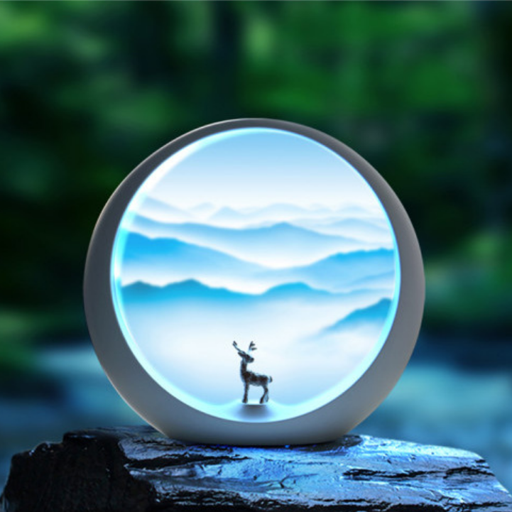 Creative Retro Hourglass Table Lamp Craft Quicksand 3D Natural Landscape-xinru