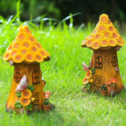 Solar Resin Tree House Outdoor LED Decorative Garden Light-xinru