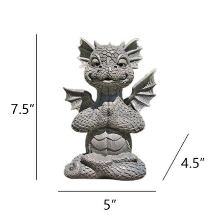Gnome Meditation Yoga Dragon Garden Statue Decoration-xinru