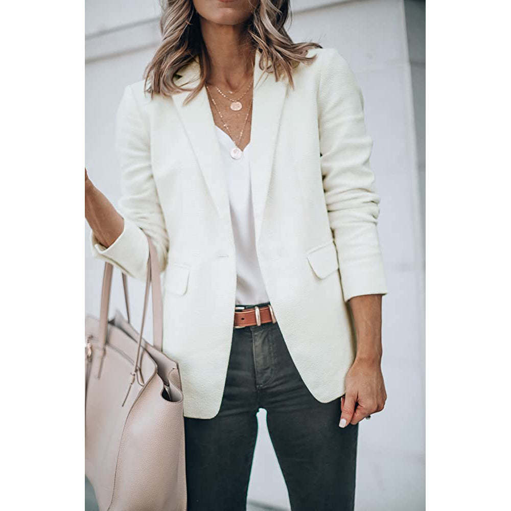 Ladies Casual Office Cardigan Long Sleeve Blazer-xinru