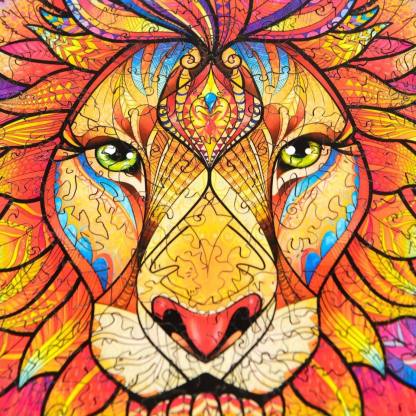Wooden Brave Lion Jigsaw Puzzle Gifts With Box-xinru