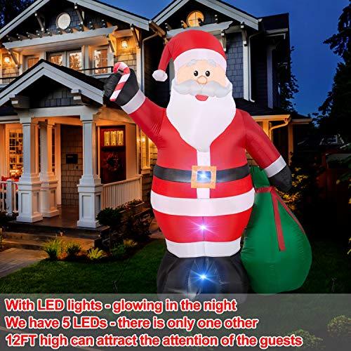 12 Foot Inflatable Santa Claus with Gift Bag for Christmas Yard Decoration-xinru shop