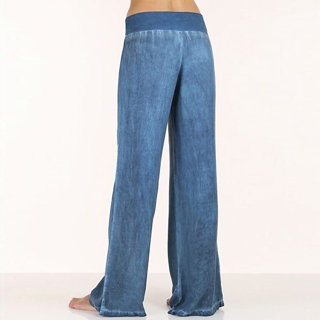 Women's High Waist Elastic Waistband Palazzo Wide Leg Yoga Pants-xinru