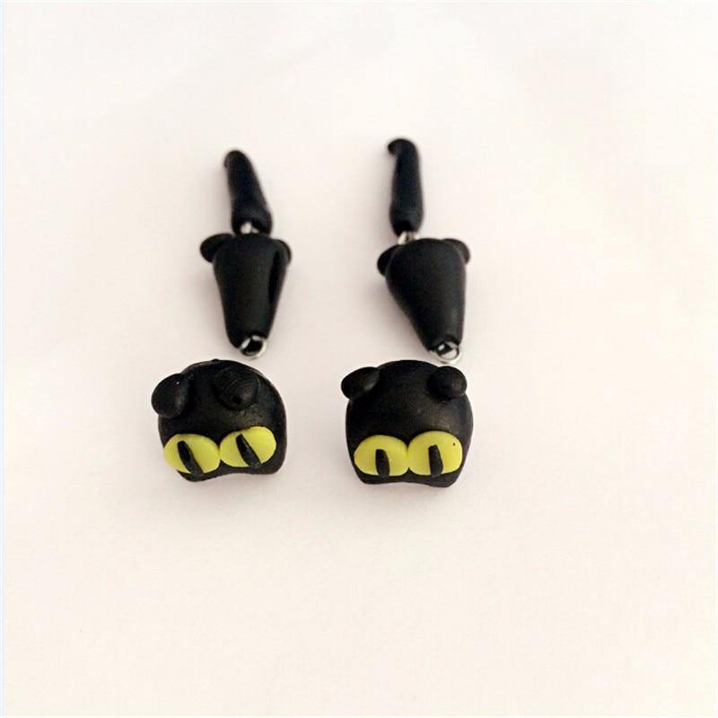Cute Handmade Black Cat Earrings-xinru