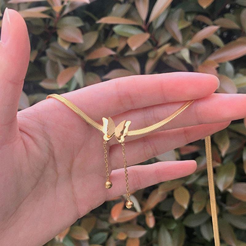 Delicate Butterfly 18K Gold Plated Necklace Pendant-xinru