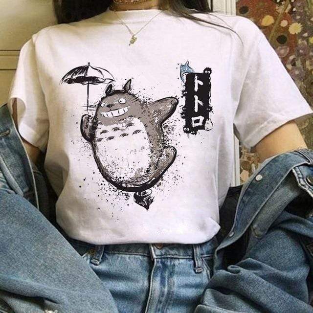 Totoro Studio Ghibli Harajuku Kawaii T-Shirt For Women Ullzang Miyazaki Hayao Tshirt-xinru