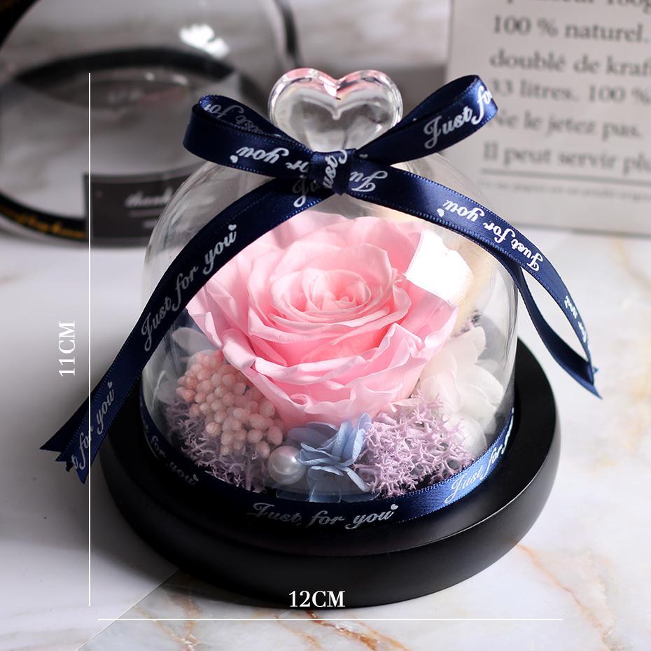 Mother's Day Gift Immortal Enchanted Rose Glass Heart Dome-xinru