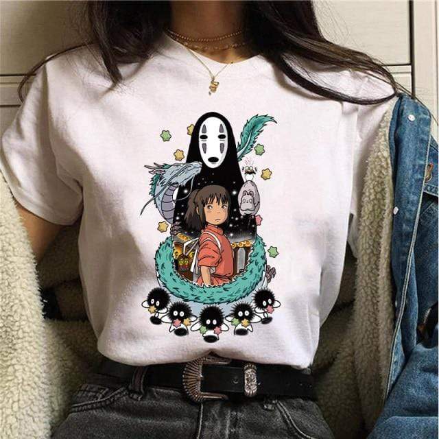 Totoro Studio Ghibli Harajuku Kawaii T-Shirt For Women Ullzang Miyazaki Hayao Tshirt-xinru
