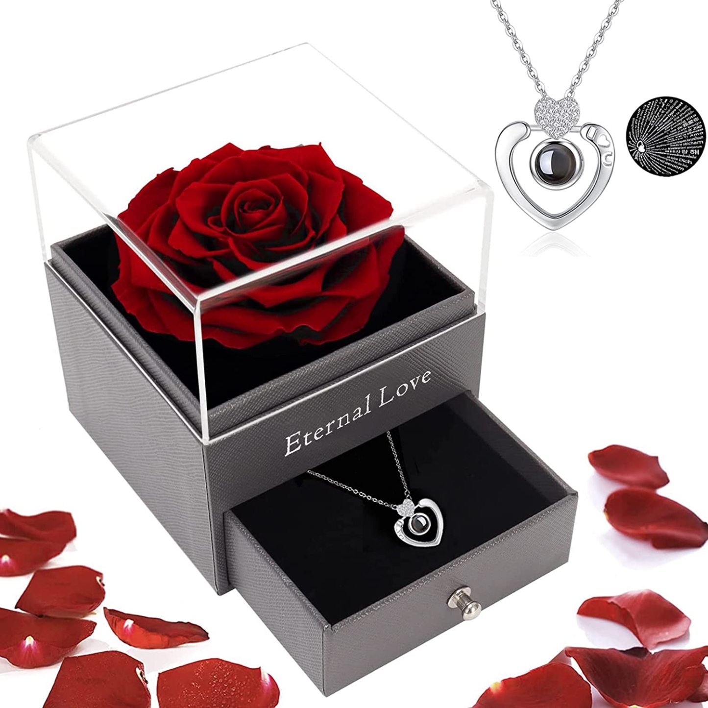 Mother's Day Gift Rose I Love You Necklace In 100 Languages-xinru