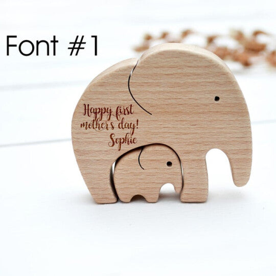 Mother's Day GiftElephant Mother And Child Wooden Ornament-xinru