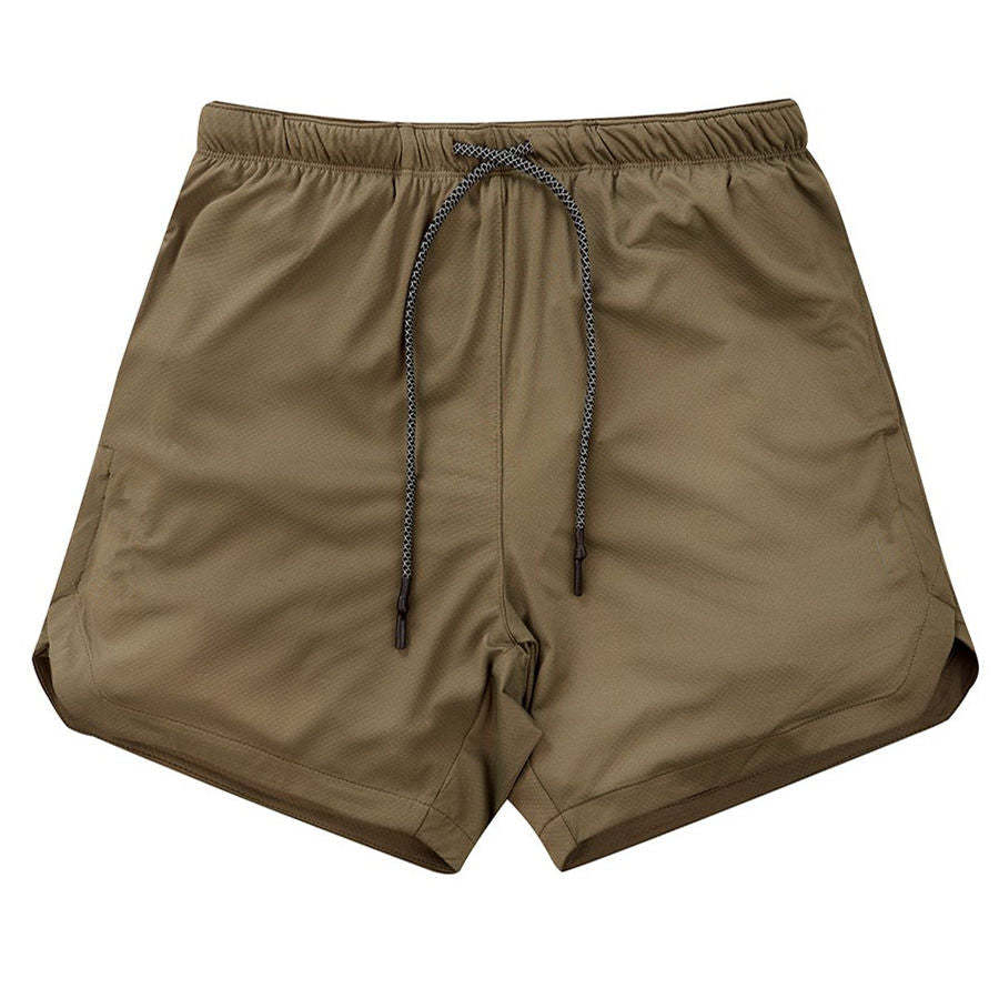 Men Drawstring Waist Sports Shorts With Phone Pocket-xinru