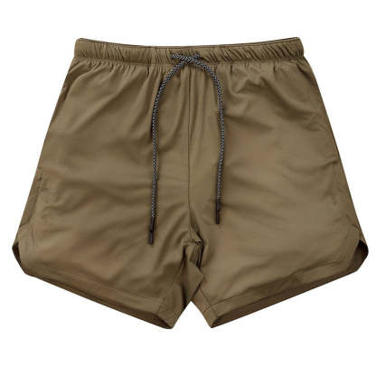 Men Drawstring Waist Sports Shorts With Phone Pocket-xinru