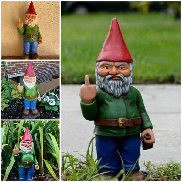 Erect Middle Finger Provocative Disdain Gnome Garden Decoration-xinru