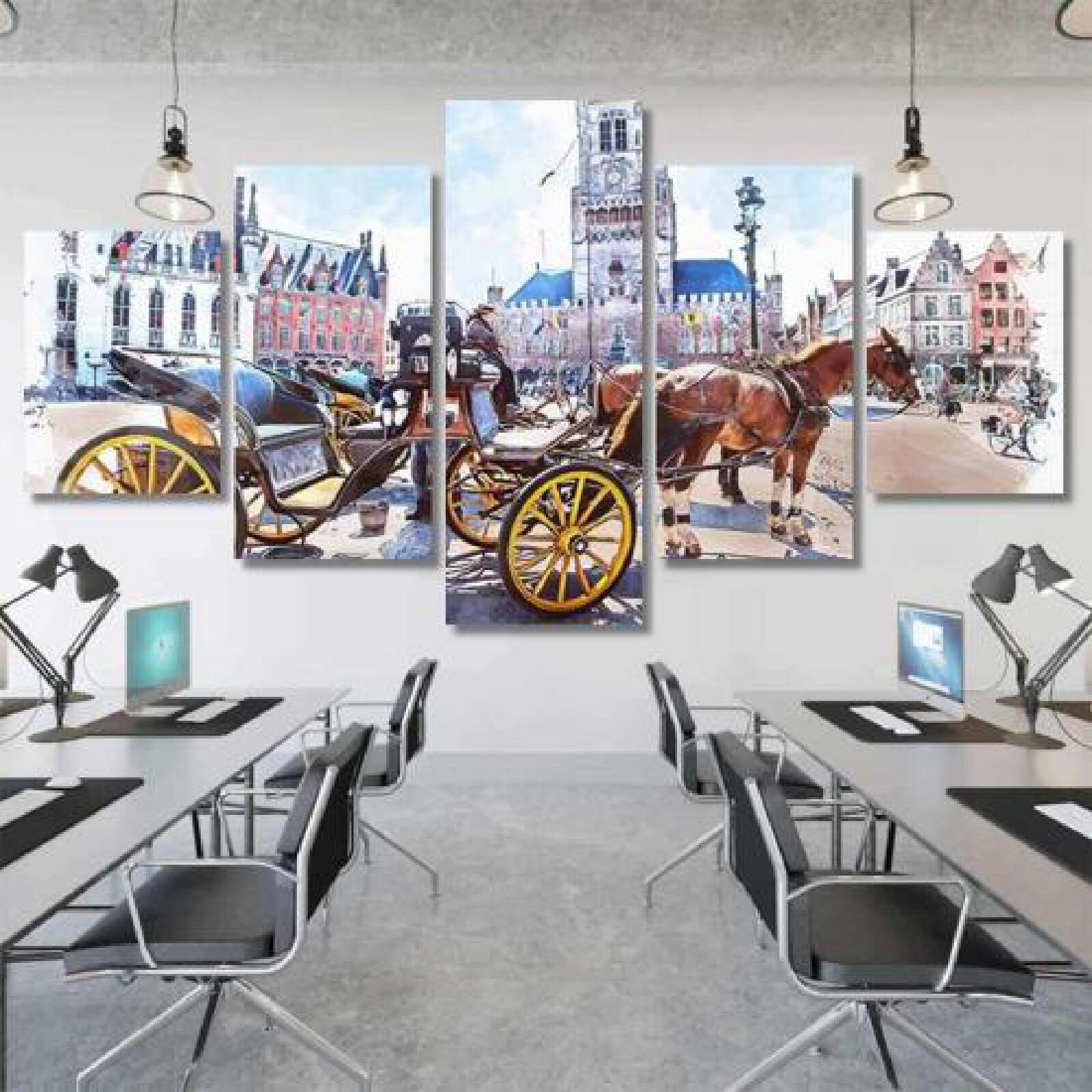 Watercolor Carriage Scenery Historical Town Tourist-xinru shop